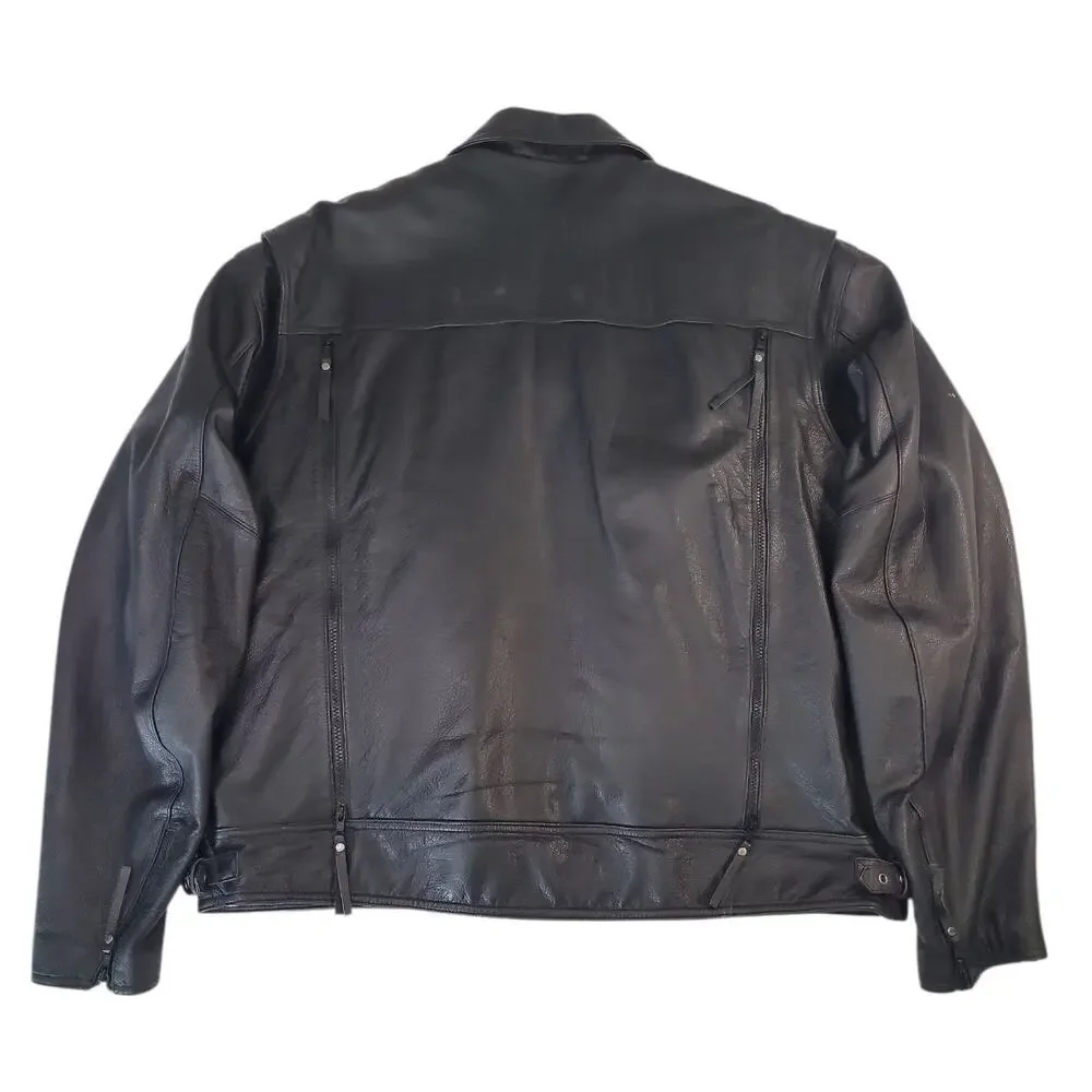 VTG Y2K Harley Davidson Black Leather Jacket 3XL Biker Motorcyle USA American